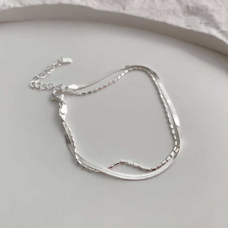 925 Silver Cold Wind Double Layer Snake Bones Chain Bracelet For Women - The Number 1 Things