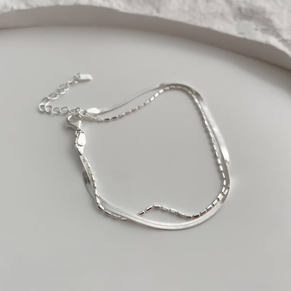 925 Silver Cold Wind Double Layer Snake Bones Chain Bracelet For Women - The Number 1 Things
