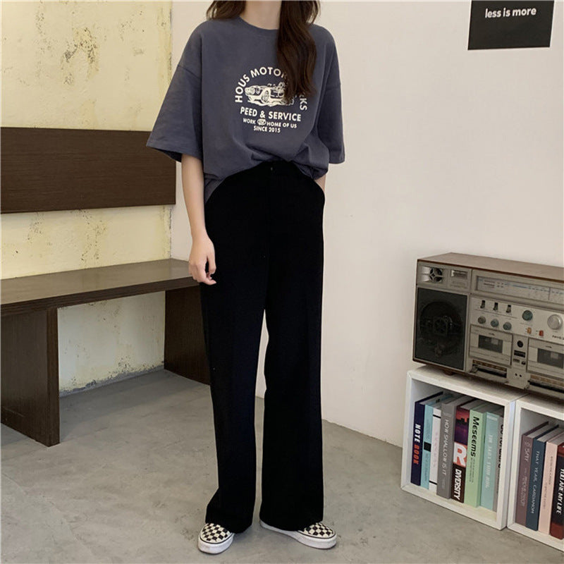 Women Short Sleeve T-shirts Print Casual Korean Style Fashion Harajuku Loose O-neck Student Streetwear All-match Simple - The Number 1 Things