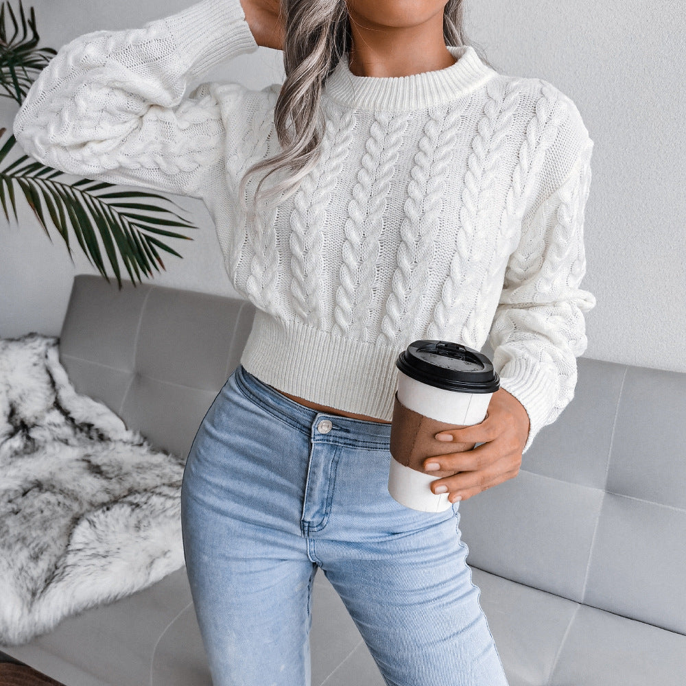 Twist Waist Knitted Cropped Sweater Women's Clothing - The Number 1 Things