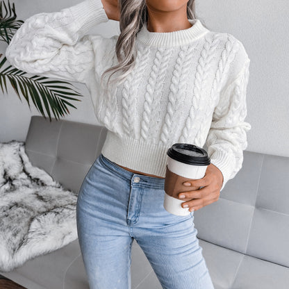 Twist Waist Knitted Cropped Sweater Women's Clothing - The Number 1 Things