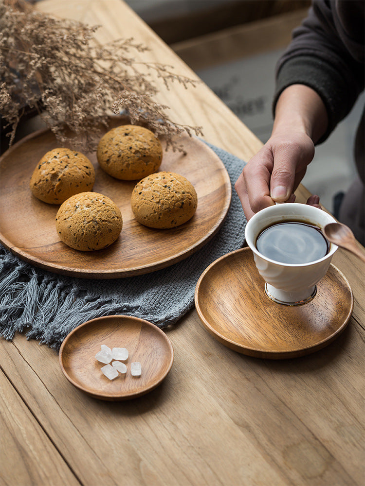 Walnut Japanese Round Tableware Wood Dish