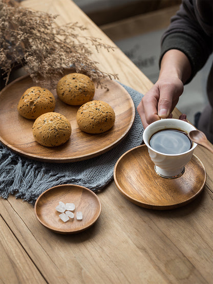 Walnut Japanese Round Tableware Wood Dish
