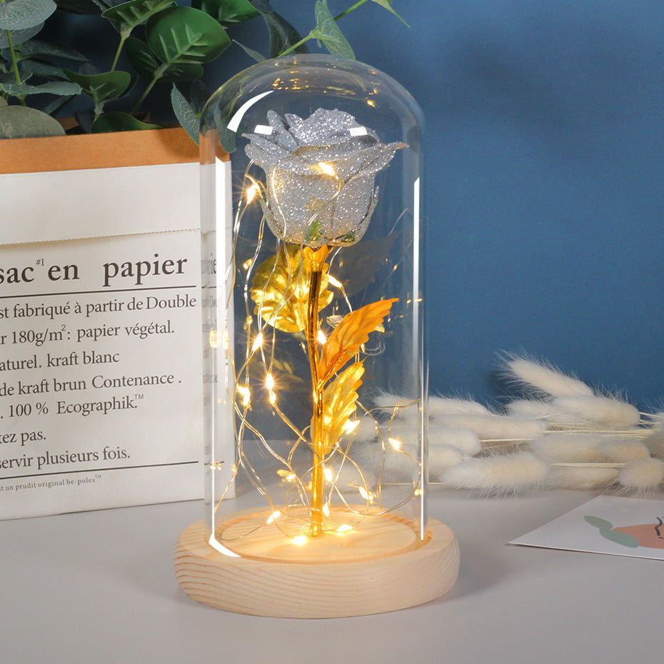 Eternal Rose Flowers LED Light In Glass Cover Best Gifts