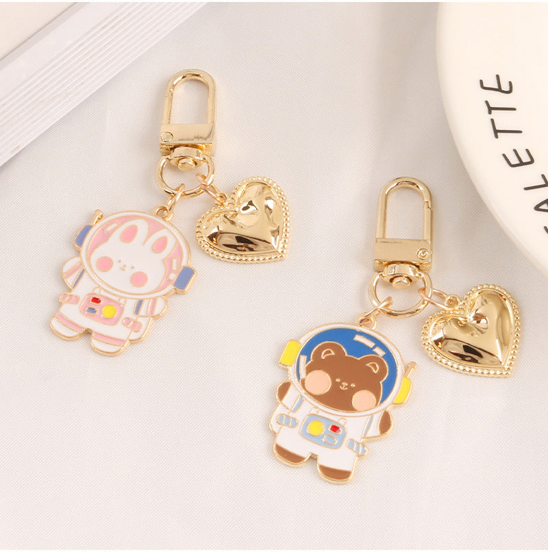 Cartoon Space Rabbit Space Bear Alloy Keychain Pendant - The Number 1 Things