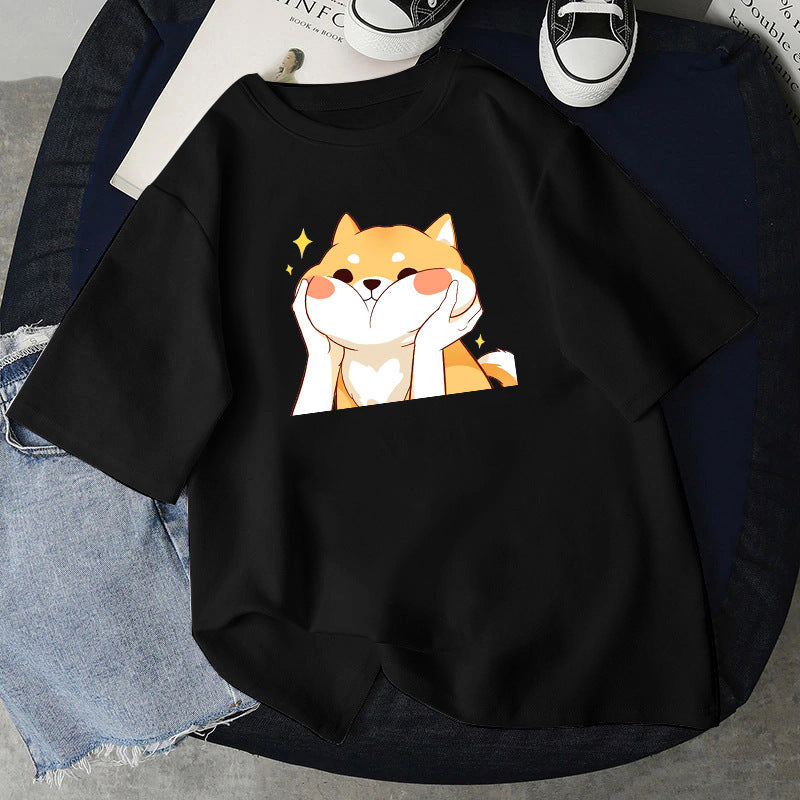 Fashion Simple Cartoon Cat Pinch Face Funny Print Pattern Top - The Number 1 Things