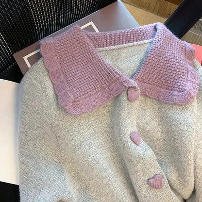 Sweetheart Age Reducing Thickened Love Button Sweater - The Number 1 Things