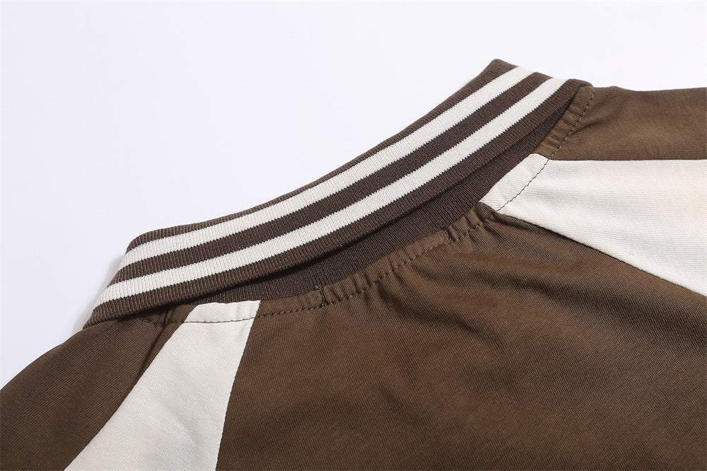 Fashion Men's Color Matching Raglan Short Sleeve Top