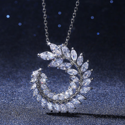 Simple And Versatile Micro-encrusted Zircon Leaf Necklace Clavicle Chain Women - The Number 1 Things