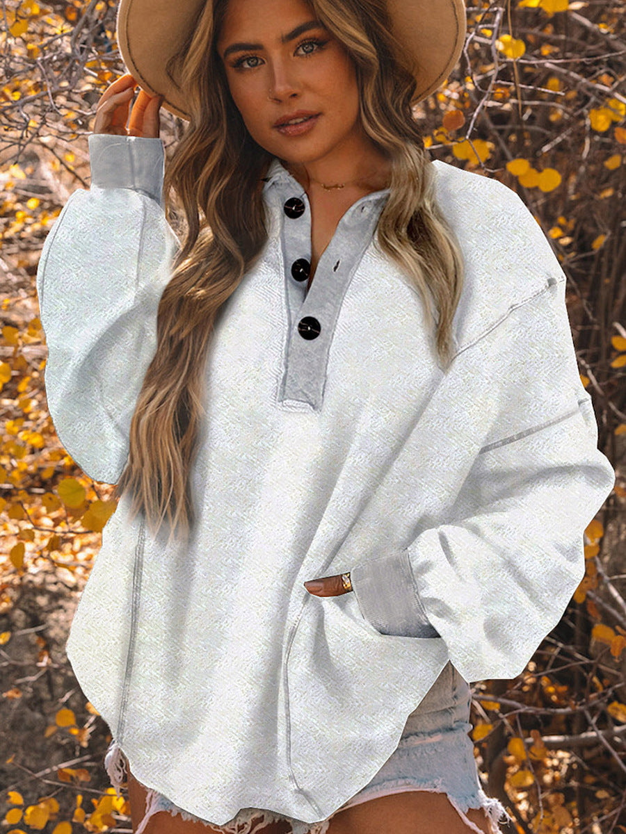 Winter Color Matching Pullover Long Sleeve Top - The Number 1 Things