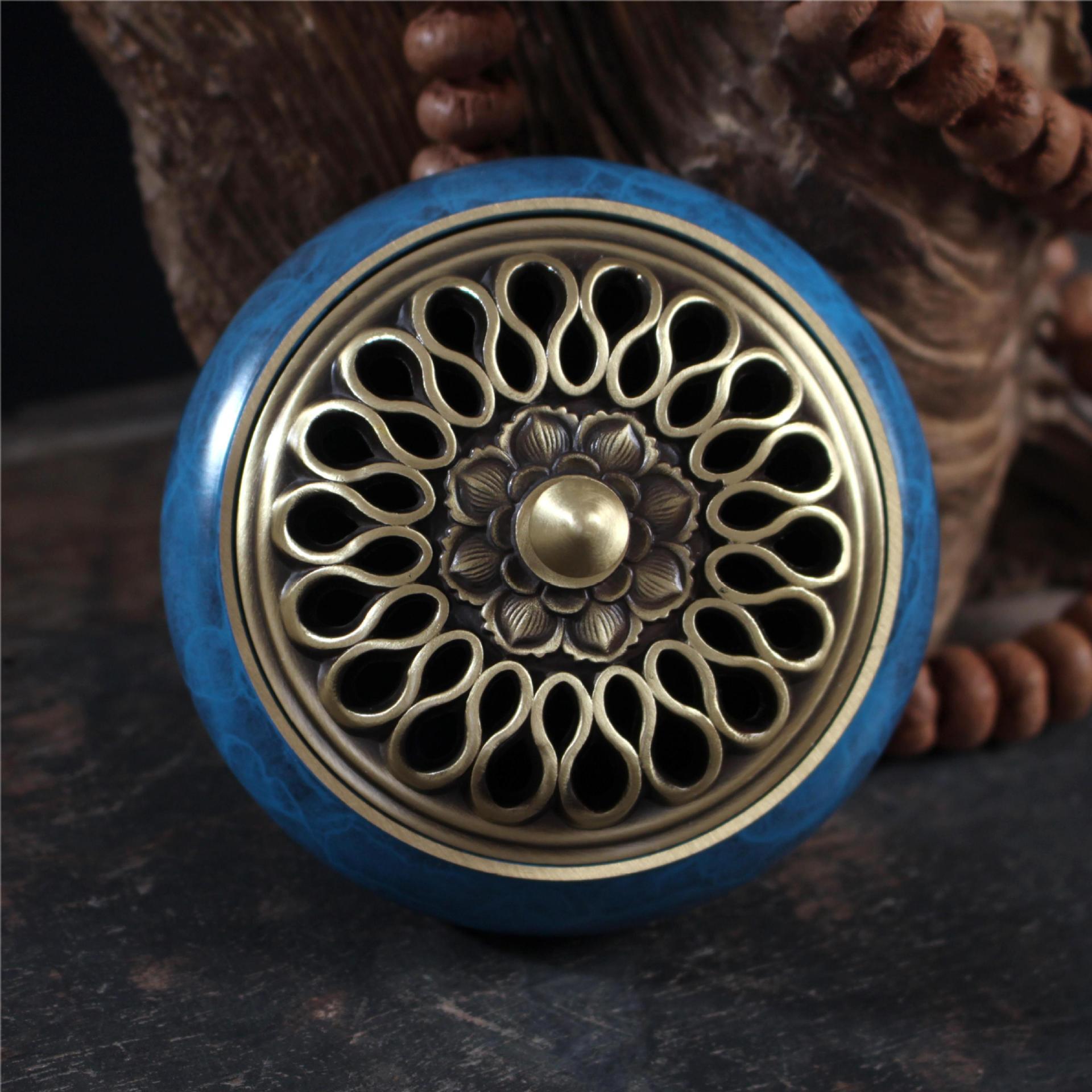 Pure Copper Burnished Blue Flat Chassis Incense Burner - The Number 1 Things