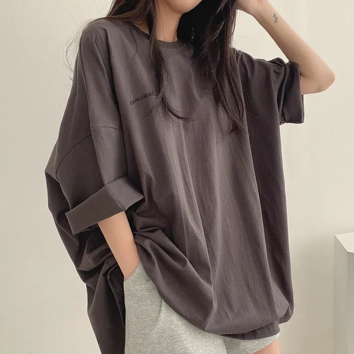 Mid-length Cotton Short-sleeved T-shirt For Women Summer