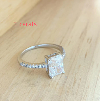 S925 Sterling Silver Moissanite High Fixed 2 Karat Rectangular - The Number 1 Things