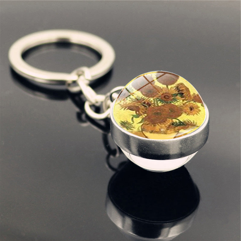 Van Gogh Starry Sunflower Keychain Pendant Creative Trinket - The Number 1 Things