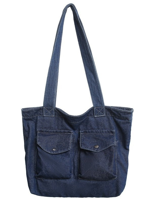 Retro Washed Denim Shoulder Underarm Bag - The Number 1 Things