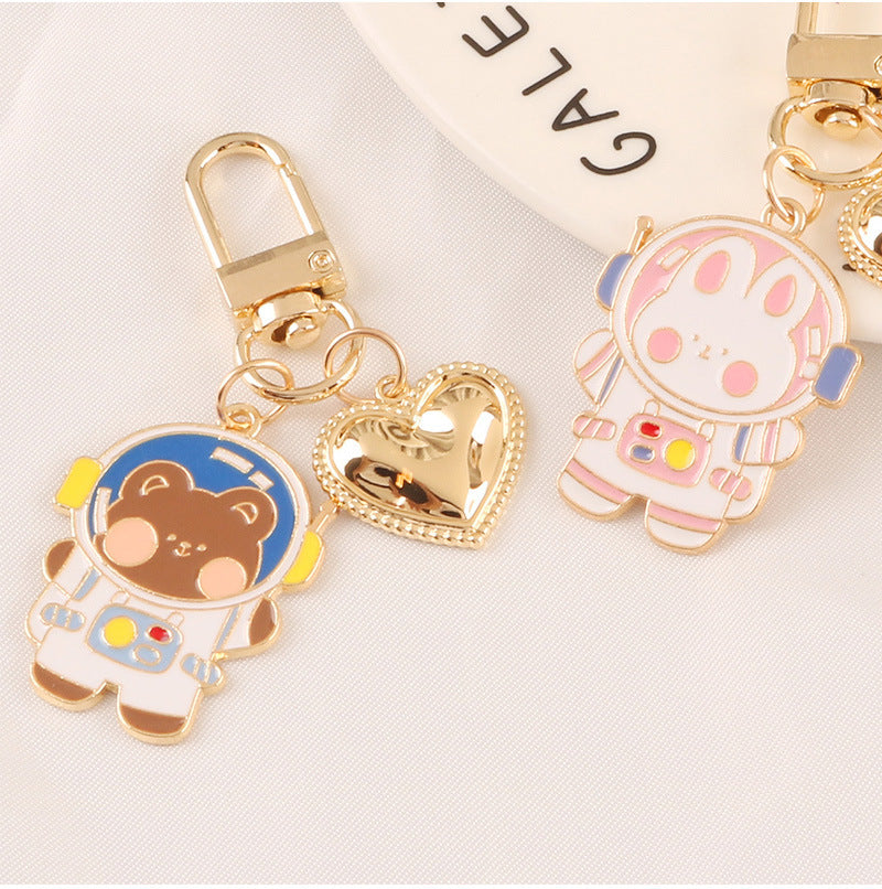 Cartoon Space Rabbit Space Bear Alloy Keychain Pendant - The Number 1 Things