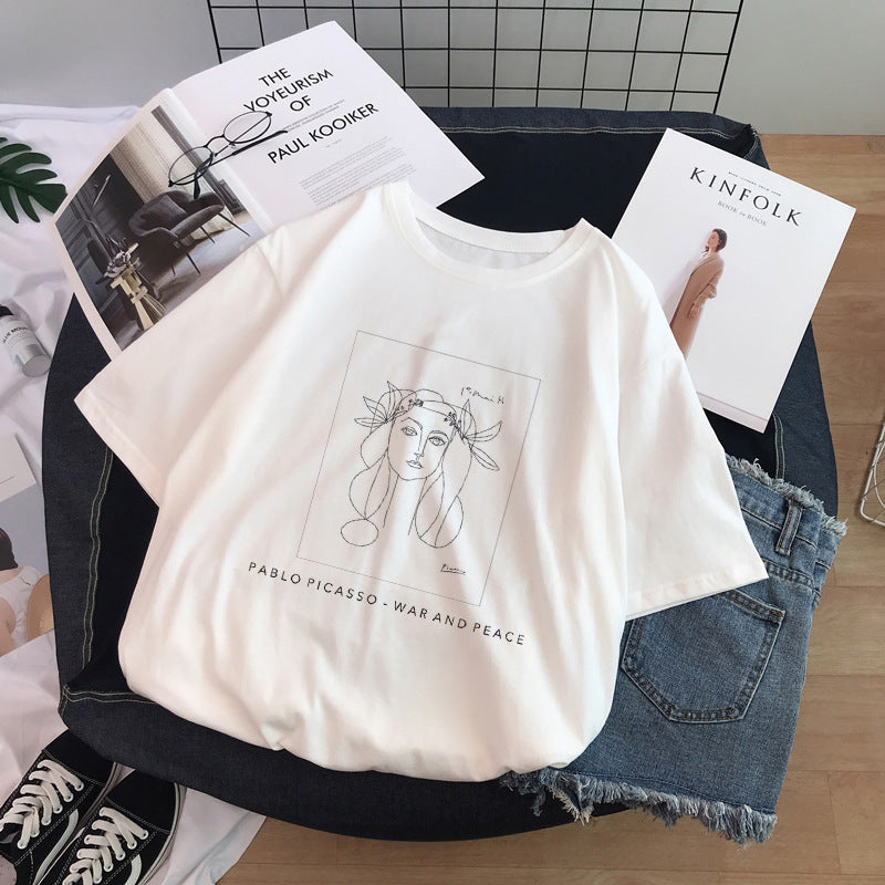 Sculpture Print T-Shirt Short Sleeve Women