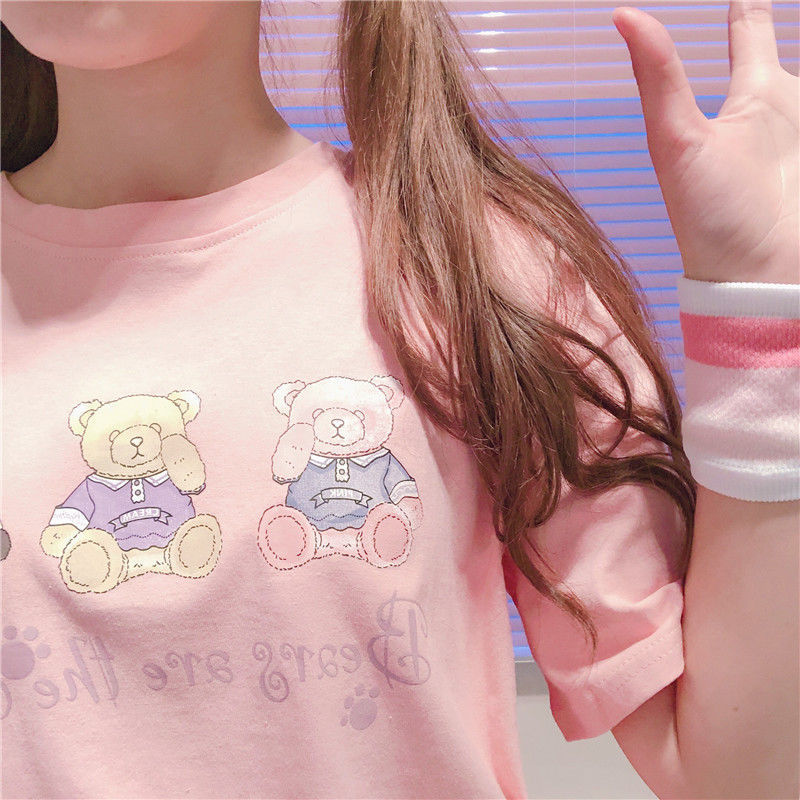 Bear print cute T-shirt