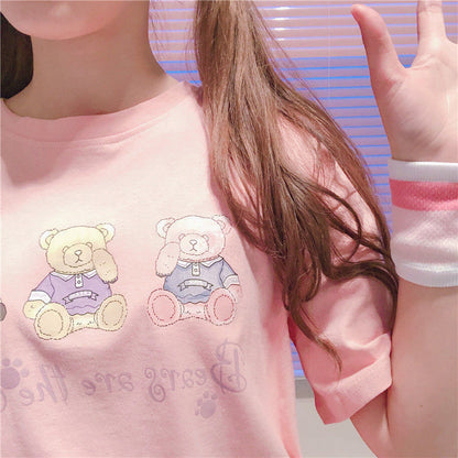 Bear print cute T-shirt