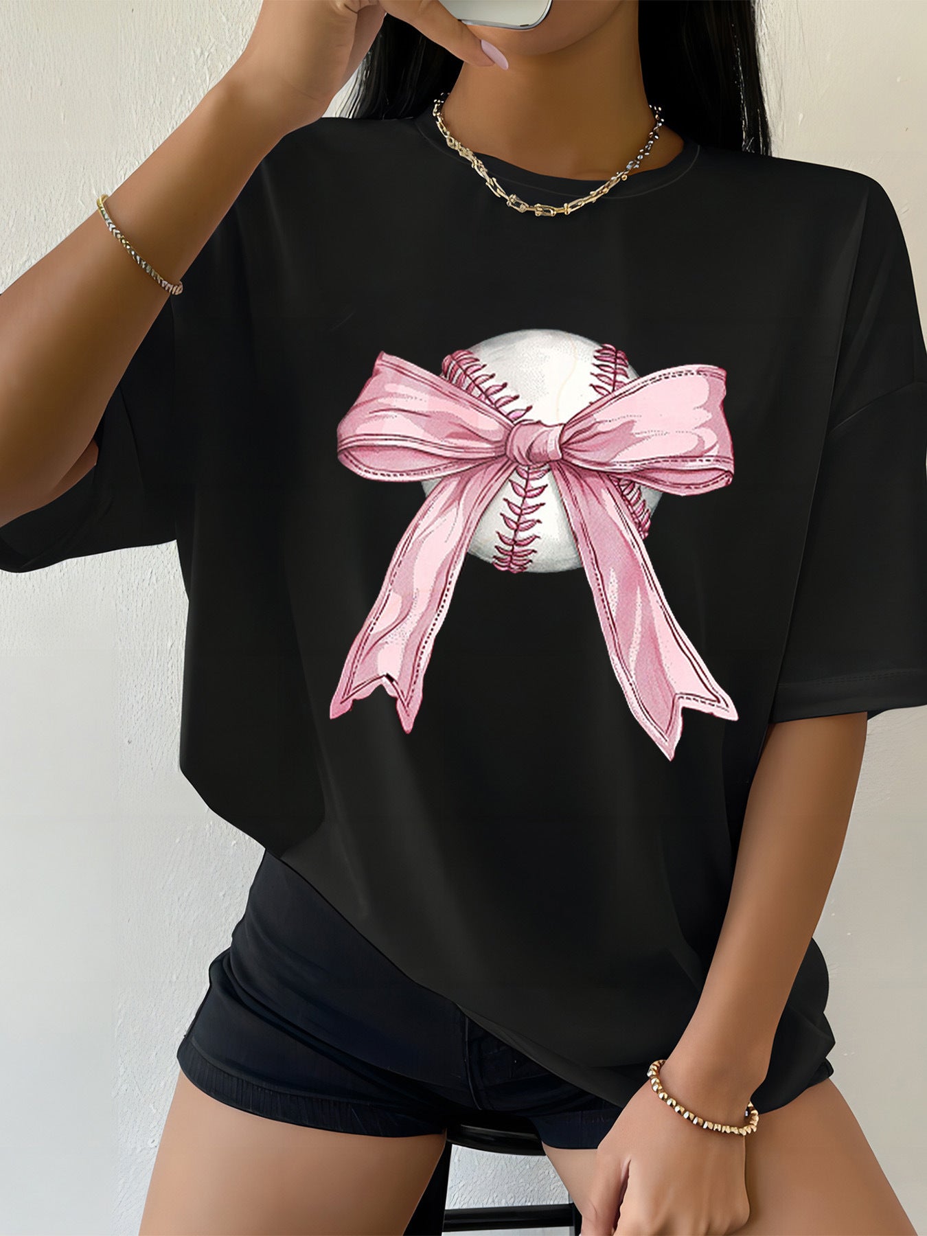 Letter Pattern Loose Casual Print Drop Shoulder Short Sleeve - The Number 1 Things