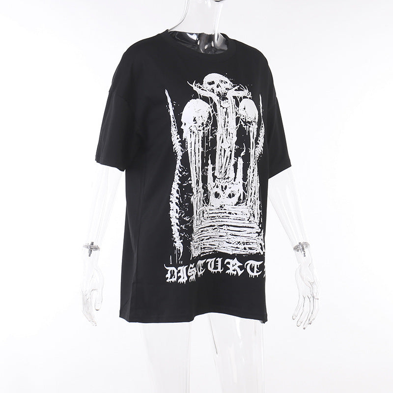Slim-fit Abstract Pattern Printed Short-sleeved Top - The Number 1 Things