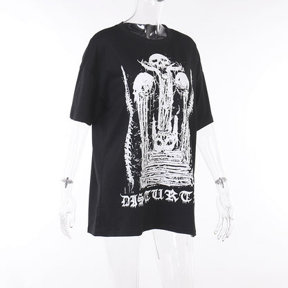 Slim-fit Abstract Pattern Printed Short-sleeved Top - The Number 1 Things