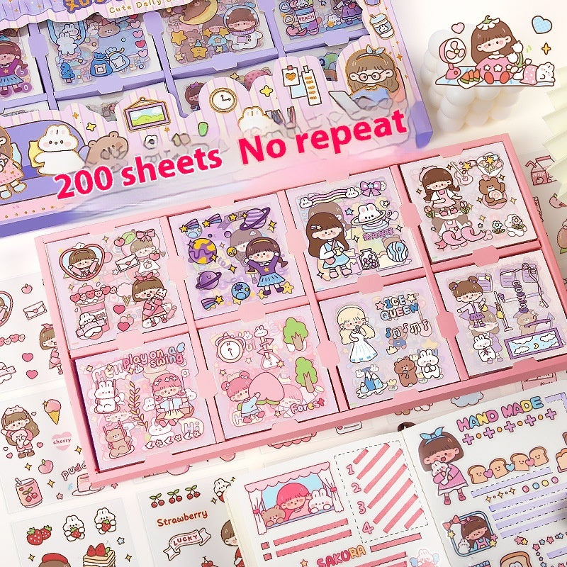 200 SET Stickers Cartoon Design Cute Stickers Kawaii Sticker Set