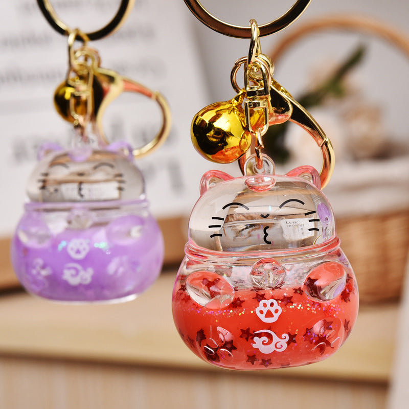 Cartoon Acrylic Floating Fortune Cat Keychain - The Number 1 Things