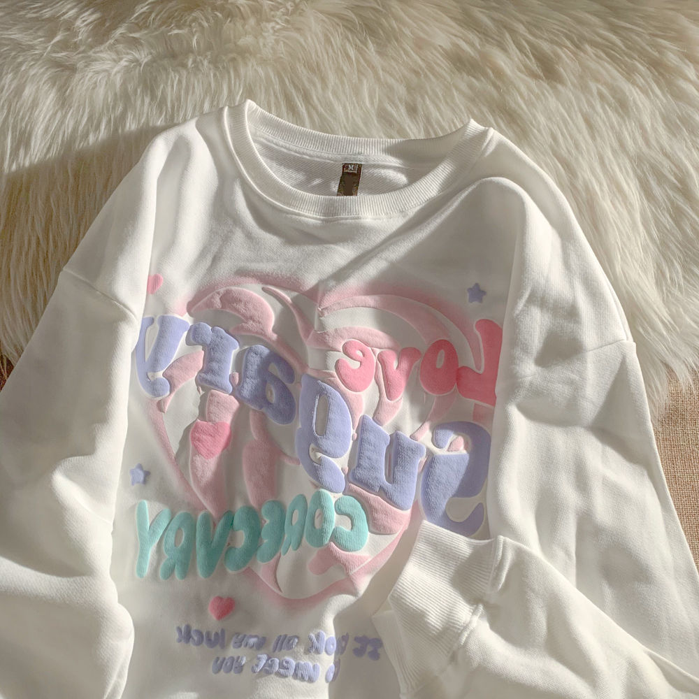 Women's Autumn Couple Loose Niche Design Love Foaming Sweater - The Number 1 Things