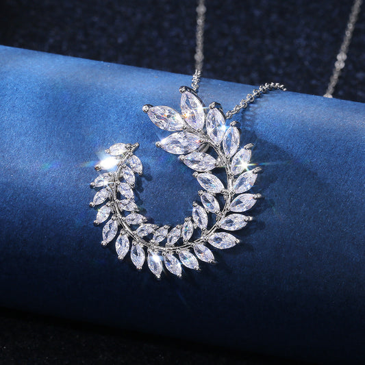 Simple And Versatile Micro-encrusted Zircon Leaf Necklace Clavicle Chain Women - The Number 1 Things