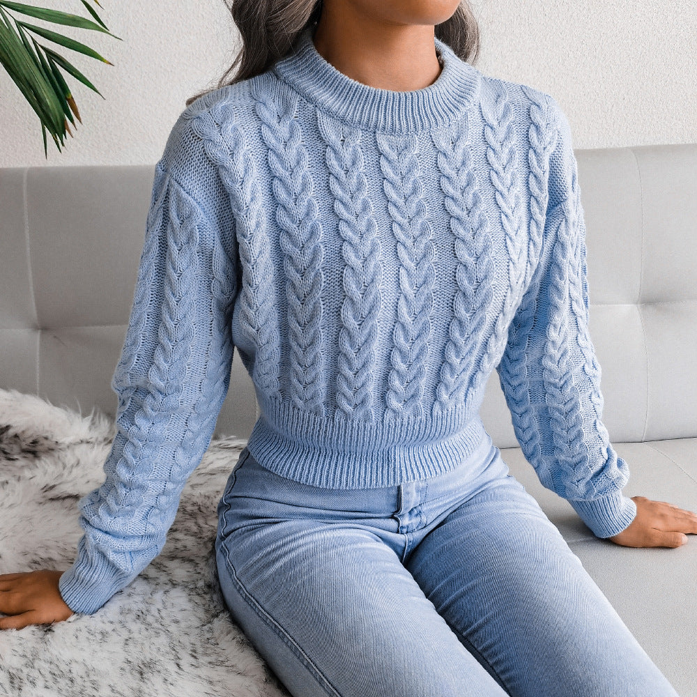 Twist Waist Knitted Cropped Sweater Women's Clothing - The Number 1 Things