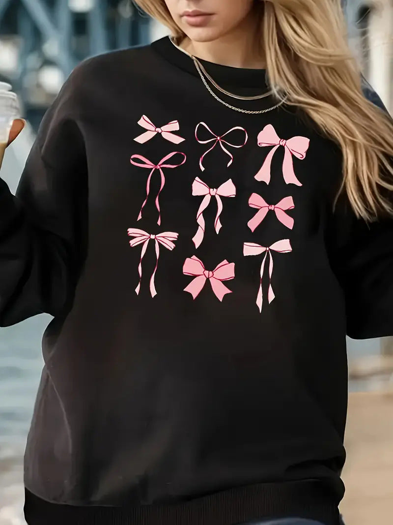 Women's Printed Long Sleeve Crew Neck Sweater - The Number 1 Things