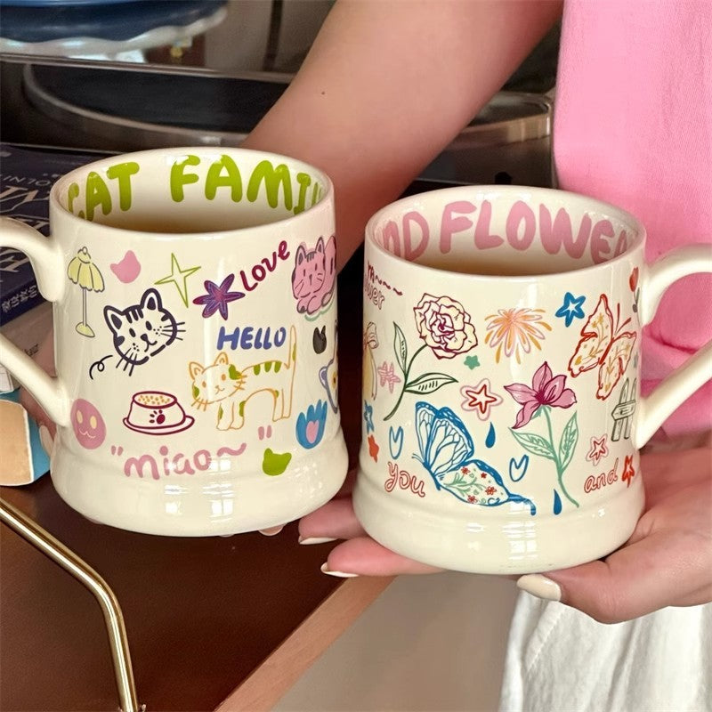 Good-looking Graffiti Butterfly Cream Ceramic Cup - The Number 1 Things