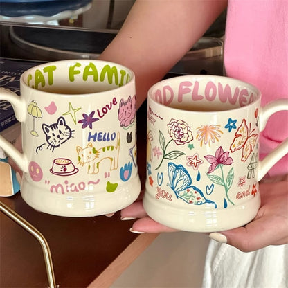 Good-looking Graffiti Butterfly Cream Ceramic Cup - The Number 1 Things