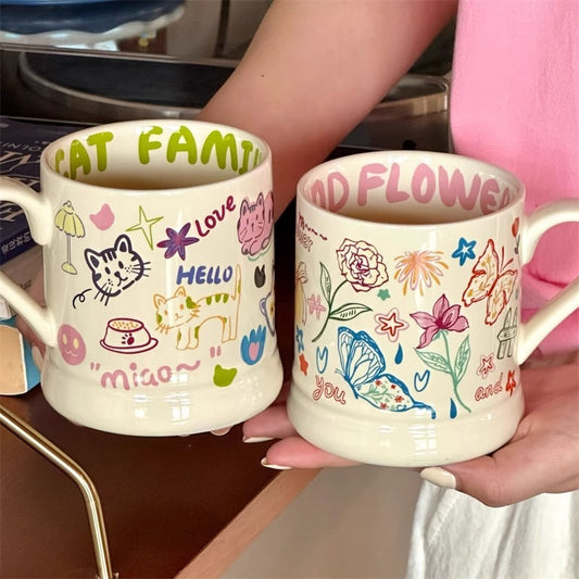 Good-looking Graffiti Butterfly Cream Ceramic Cup - The Number 1 Things