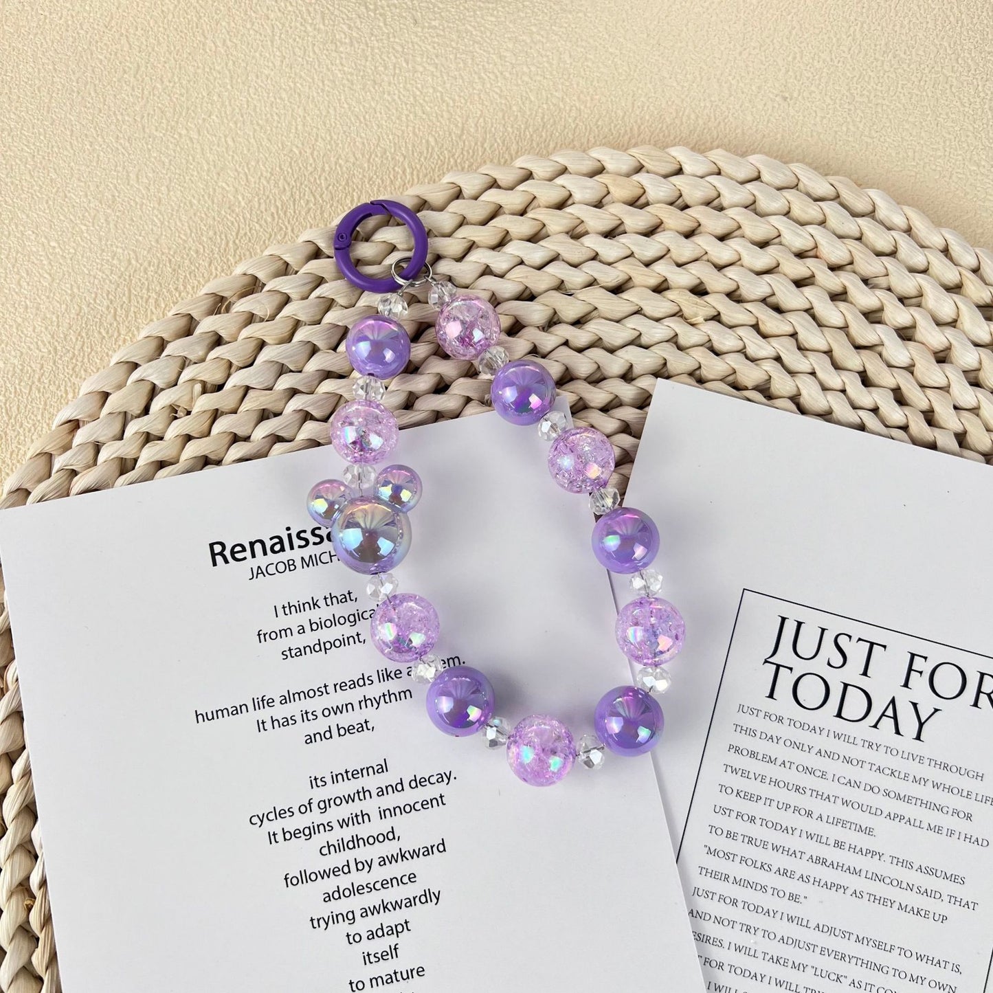 Two-tone Gradient Colorful Round Beads Car Key Ring - The Number 1 Things