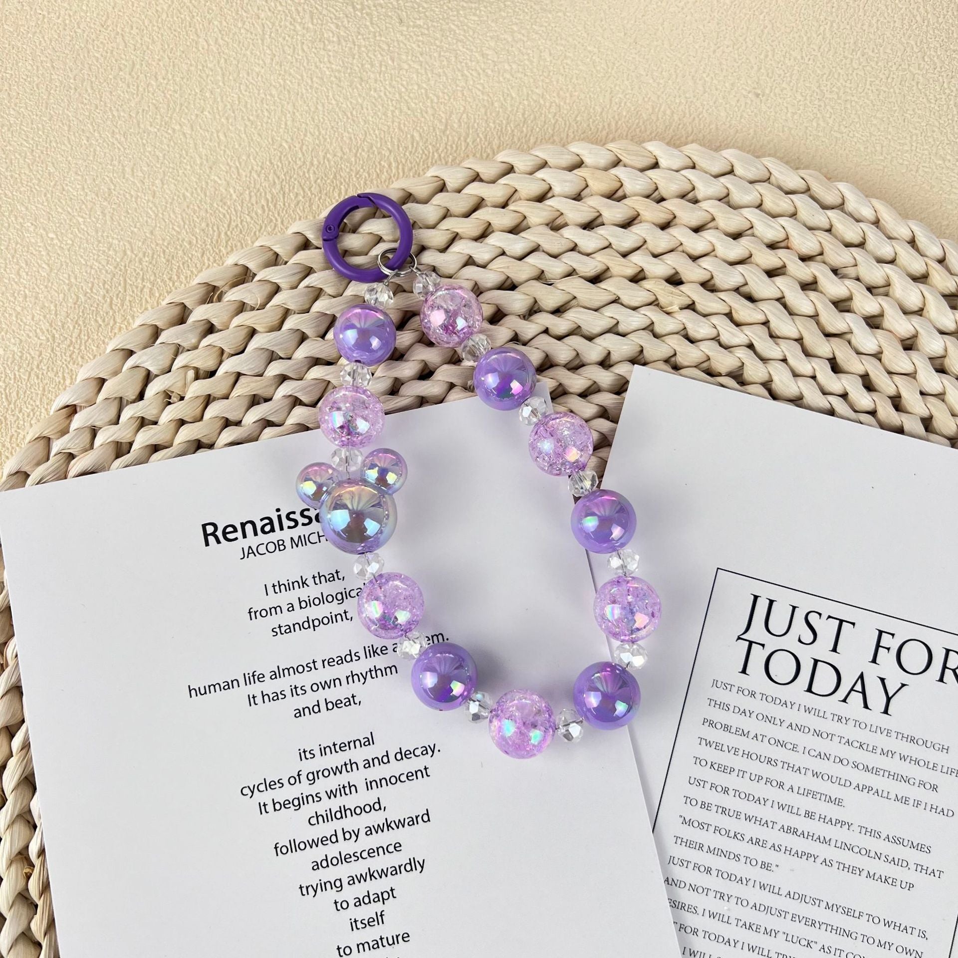 Two-tone Gradient Colorful Round Beads Car Key Ring - The Number 1 Things