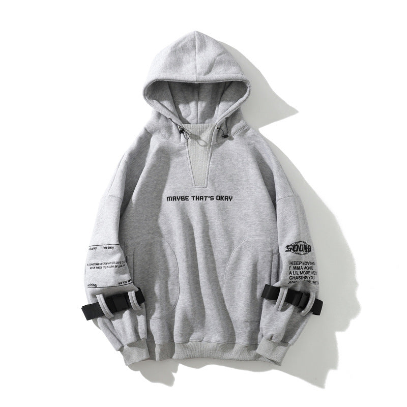 High Street Hooded Loose Letter Embroidered Sweatshirt - The Number 1 Things