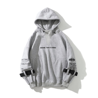 High Street Hooded Loose Letter Embroidered Sweatshirt - The Number 1 Things
