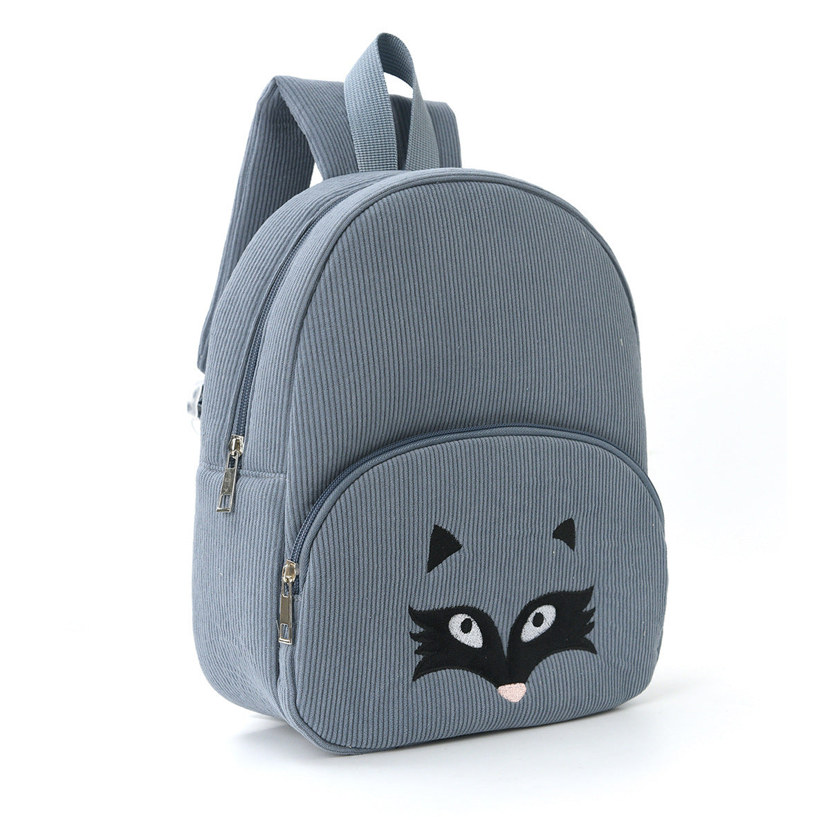 Embroidered Cute Bear Backpack Corduroy