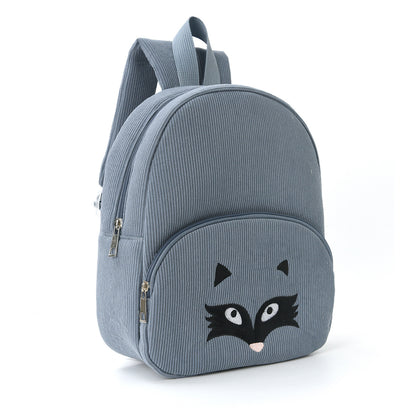 Embroidered Cute Bear Backpack Corduroy
