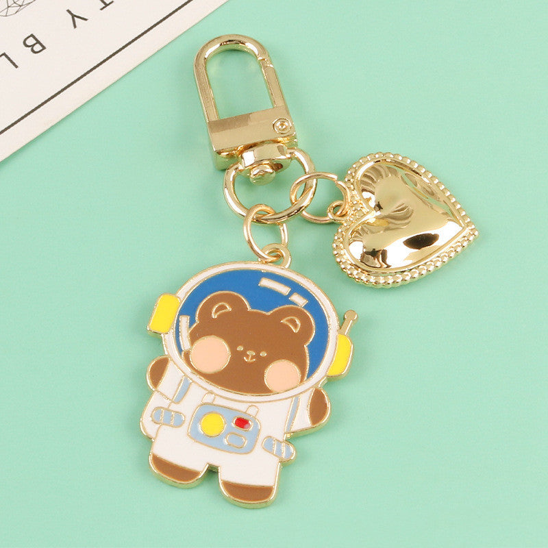 Cartoon Space Rabbit Space Bear Alloy Keychain Pendant - The Number 1 Things