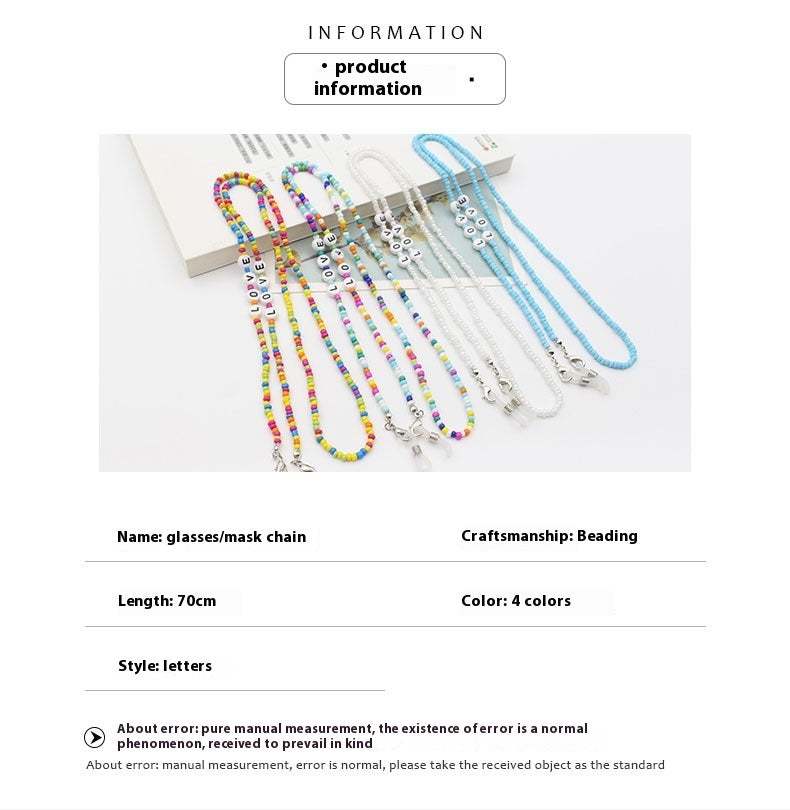 Eyeglasses Chain Letter Chain Color Mix Necklace - The Number 1 Things