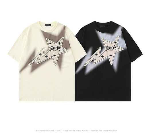 Men's American-style Retro XINGX Patch Short-sleeved T-shirt - The Number 1 Things