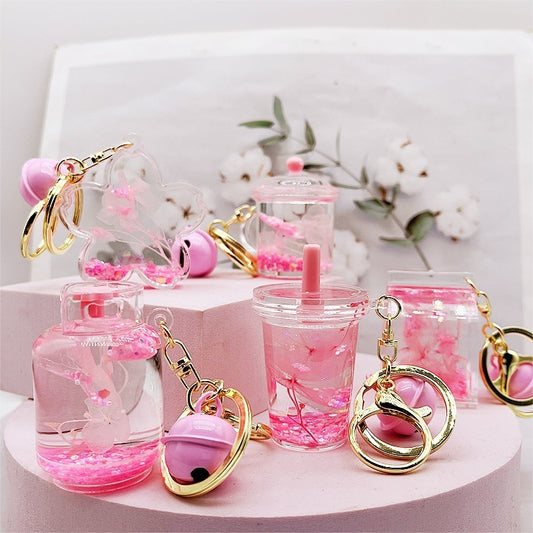 Creative Acrylic Dried Flower Oil Keychain Preserved Liquid Oil Quicksand Handbag - The Number 1 Things