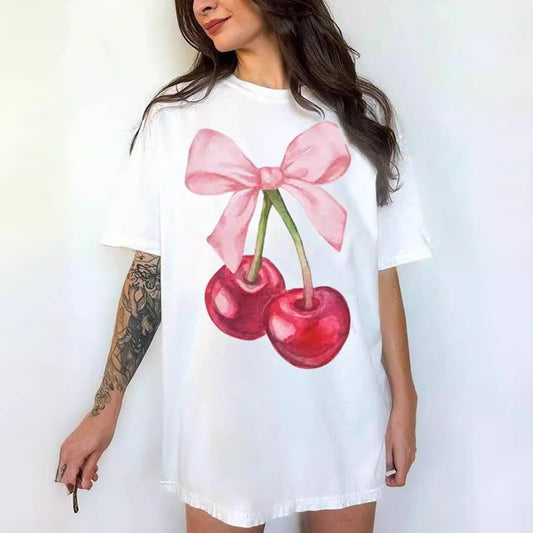 Letter Pattern Loose Casual Print Drop Shoulder Short Sleeve - The Number 1 Things