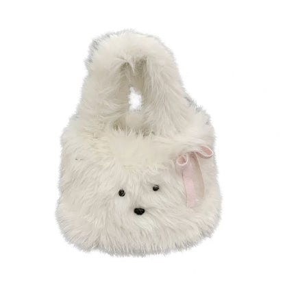 Cute Furry Puppy Portable Bowknot Bag - The Number 1 Things
