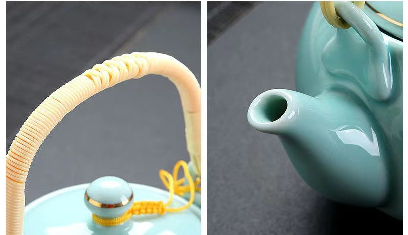 Simple Hand-painted Gold Large Teapot Ceramic
