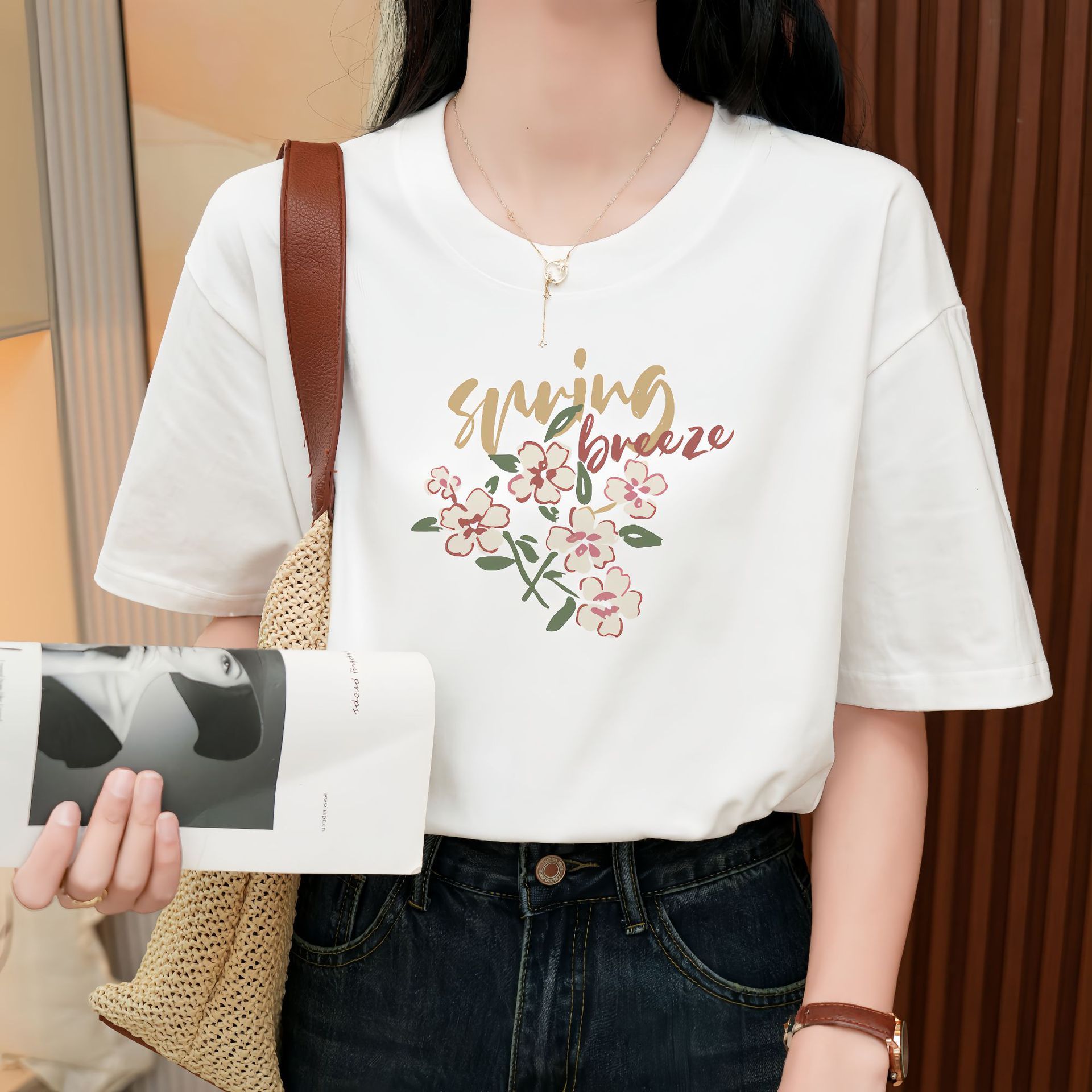 Heavy Pure Cotton Loose Short Sleeve T-shirt - The Number 1 Things