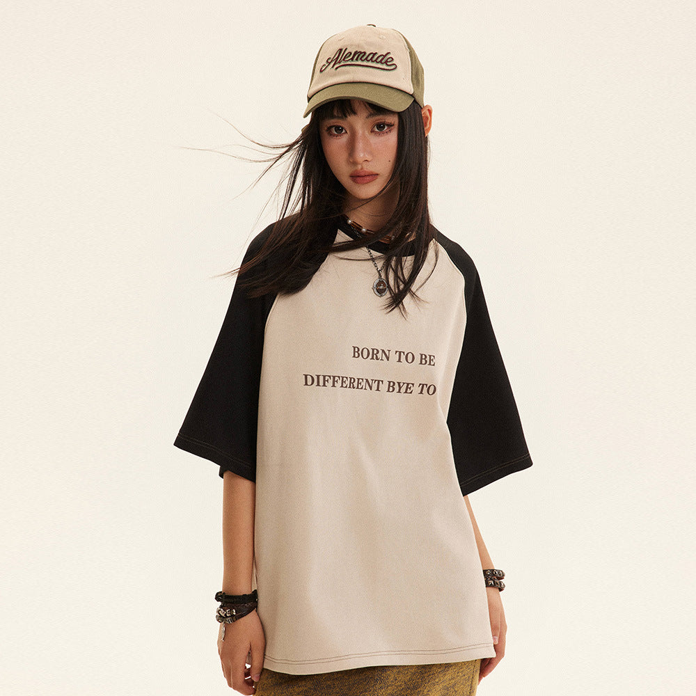 Color Matching Letter Print Short-sleeve T-shirt - The Number 1 Things
